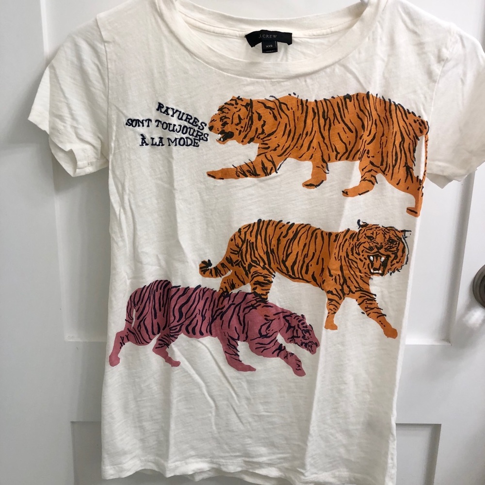 J.Crew graphic tee, tiger print